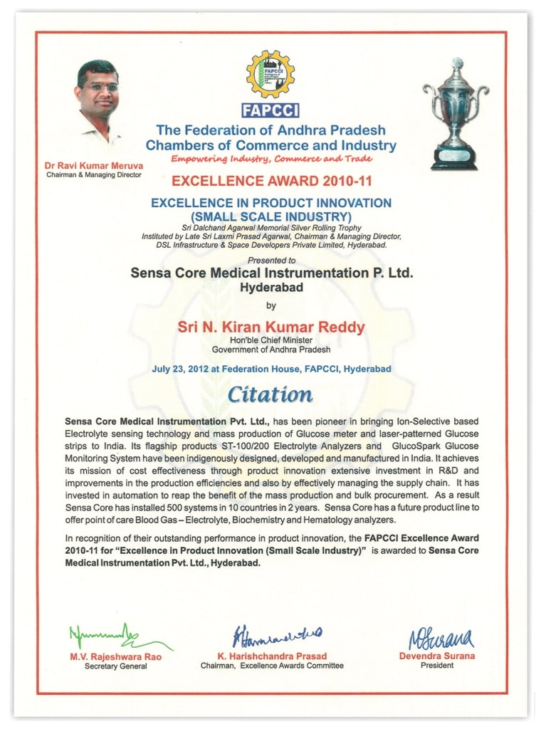 Sensacore FAPCCI  Excellence Award