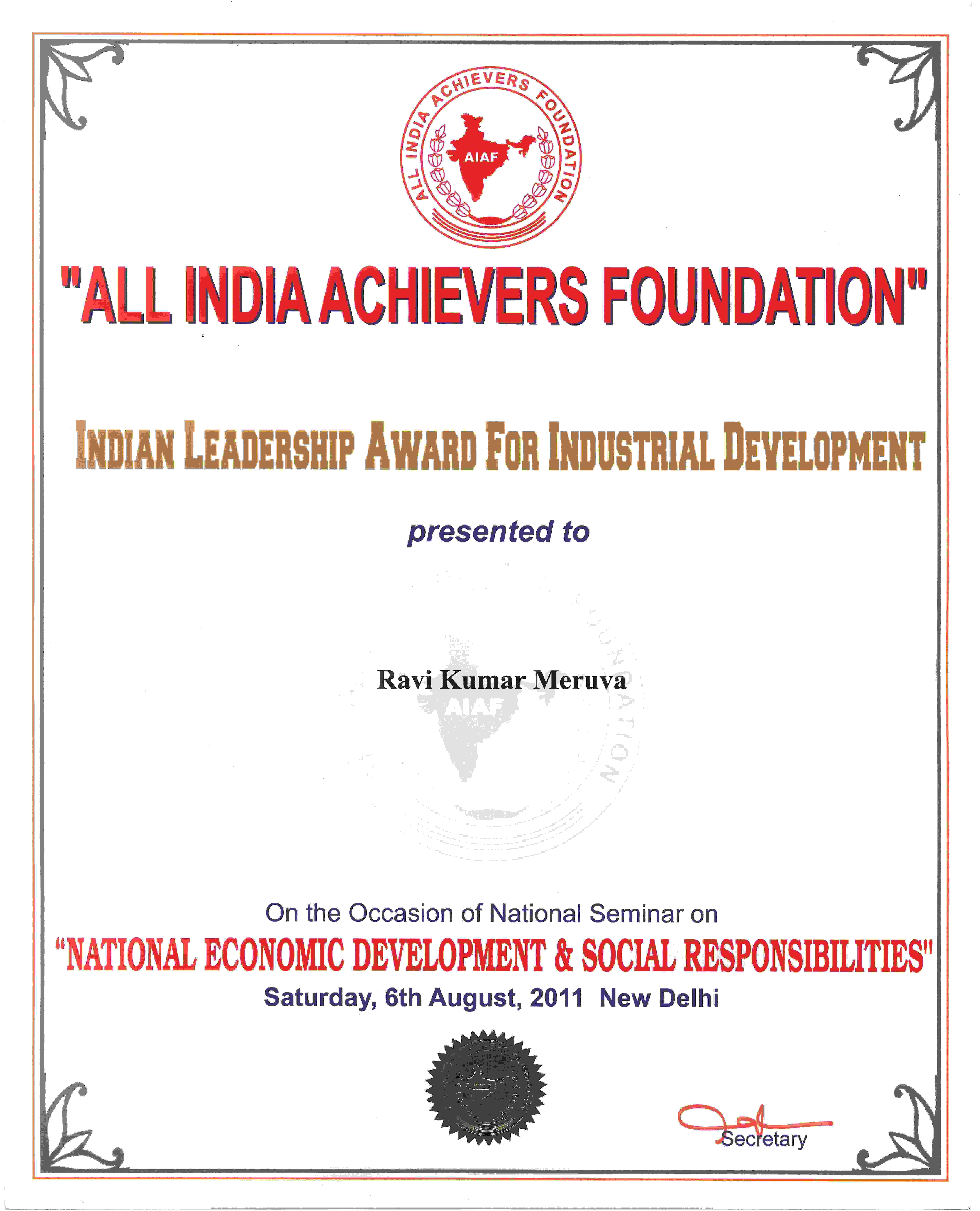 Indian Leadership Award - Sensa Core 