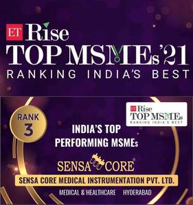 Sensa Core Medical Instrumentation stood in 3rd position of India’s Top Performing MSMEs Rankings conducted by Economic Times ET Rise